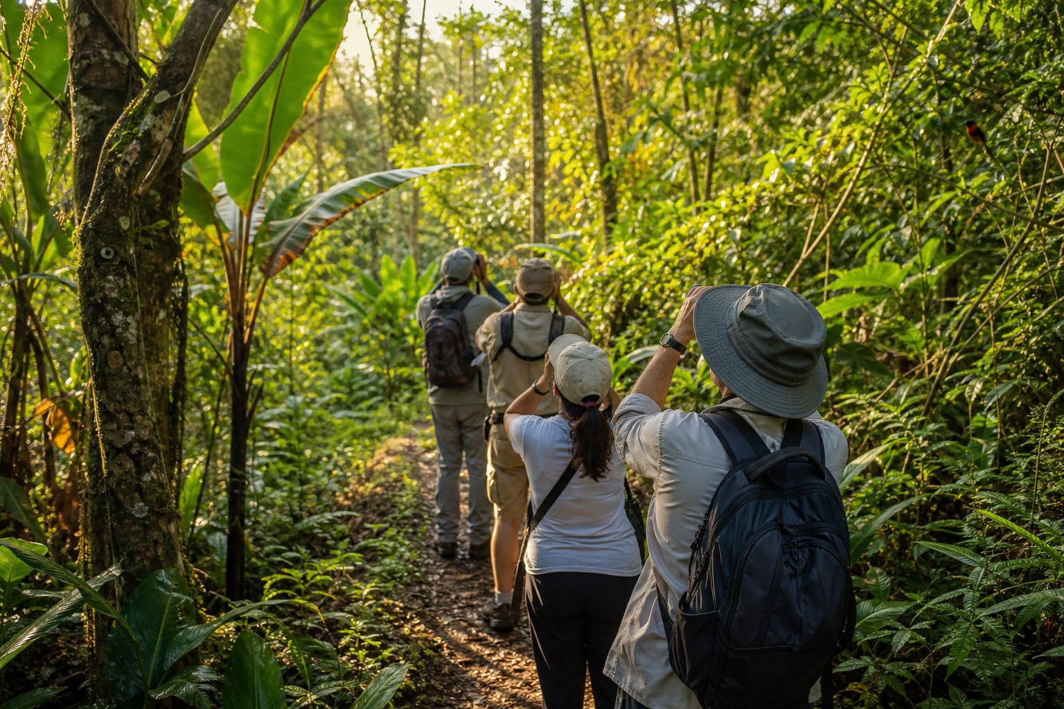Participants on a guided bird walk during the Caribbean Endemic Bird Festival